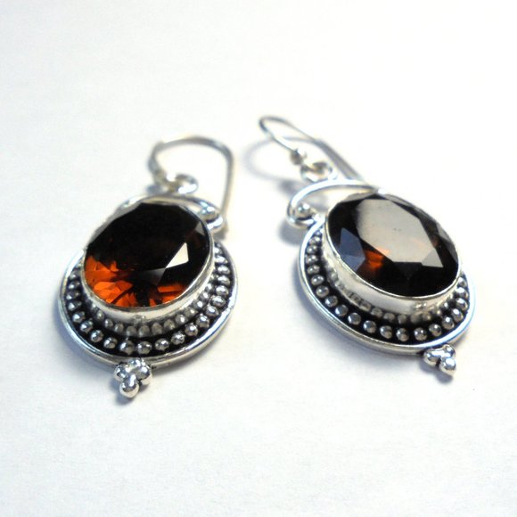 Vintage Earrings Smoky Quartz 925 Sterling Silver jewelry - Picture 4 of 7